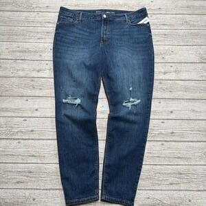 NEW Old Navy Jeans Women's 18 Blue Rockstar Super Skinny Mid Rise Fit Distressed